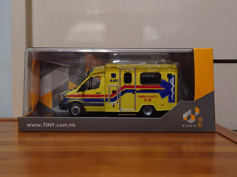 🇭🇰 Tiny 1/43 Mercedes-Benz Sprinter HKFSD Ambulance Model